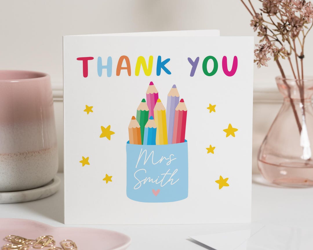 Thank You Card for Teacher, Personalised Teacher Thank You Card, End of ...