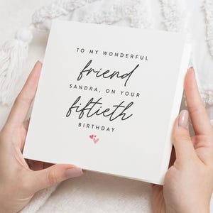 Carte 50e anniversaire pour amie, cadeau 50e anniversaire Bestie, cadeau 50e anniversaire pour femme, cartes 50e anniversaire personnalisées pour elle, carte 50e