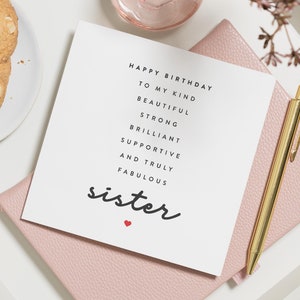 Carte d'anniversaire poème soeur, carte d'anniversaire soeur soeur, carte d'anniversaire pour soeur, cadeau d'anniversaire soeur, pour soeur spéciale, carte poème