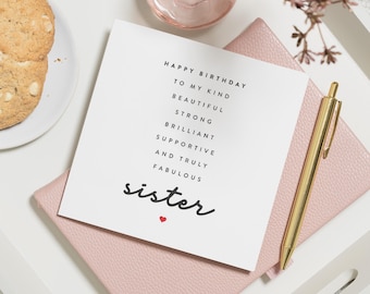 Sister Poem Birthday Card, Sister Personalised Birthday Card, Birthday Card For Sister, Birthday Gift Sister, For Special Sister, Poem Card