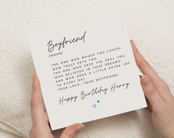 Happy Birthday Boyfriend Card, Personalised Birthday Card For Boyfriend, Boyfriend Birthday Gift, To my Boyfriend Card, For Him, Gift
