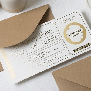 Scratch To Reveal Ticket, Concert Ticket Scratch Card, Concert Gift Ticket, Foil Ticket, Scratch Off Card, Scratch Surprise Card, Voucher image 5