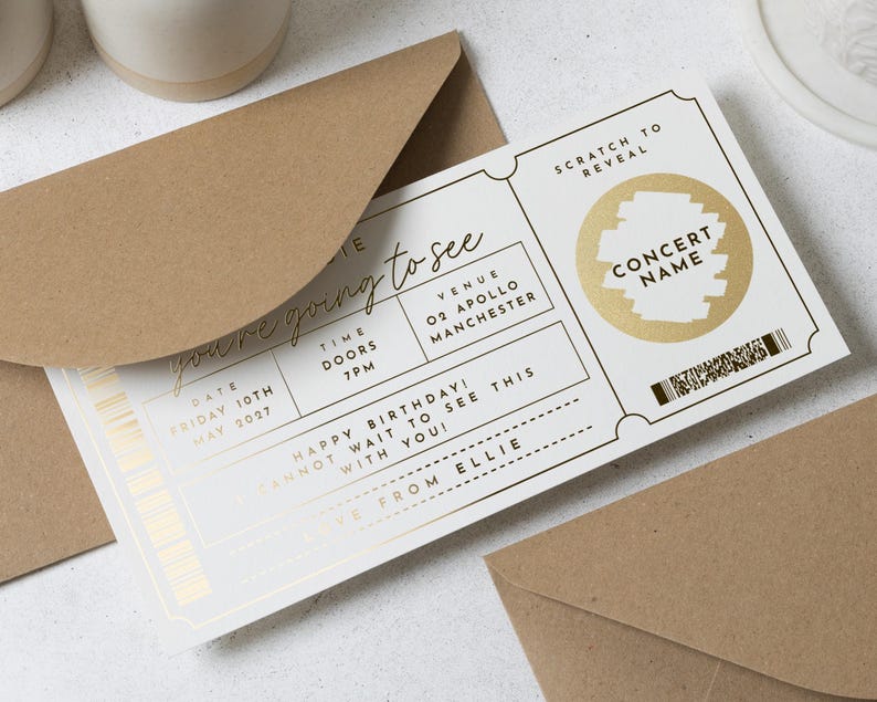 Scratch To Reveal Ticket, Concert Ticket Scratch Card, Concert Gift Ticket, Foil Ticket, Scratch Off Card, Scratch Surprise Card, Voucher image 5