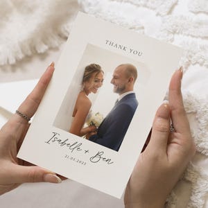 Einfache Danksagungskarten mit Foto, personalisierte Dankeskarten Hochzeit, gefaltete Dankeskarten, Postkarte Dankeskarten für die Hochzeit