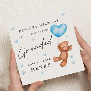 Tarjeta del Día del Padre para el Abuelo, Tarjeta del Día del Padre para el Abuelo, Tarjeta de Oso Adorable, Tarjeta Personalizada del Día del Padre, Tarjeta del Día del Padre de los Nietos