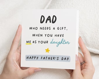 Fars dag-kort till pappa, roligt fars dag-kort, kort från dotter, grattis på fars dag-kort, fars dag-present till pappa