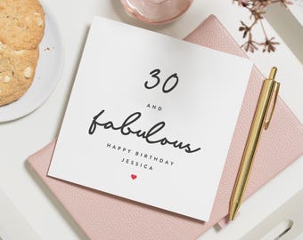 30th Birthday Card For Her, Personalised 30th Birthday Card, 30th Birthday Gift For Women, Thirtieth Birthday Card Sister, Friend 30th Card