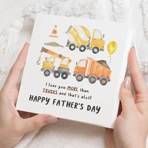 Fathers Day Card from Son, Fathers Day Card from Kids, Digger Card, Truck Card, Cute Fathers Day Card, Card for Dad, Construction Card