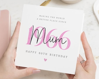 Cartão de aniversário de 60 anos para a mãe, Cartão de aniversário de 60 anos para a mãe, Cartão de aniversário para ela, Cartão de aniversário personalizado, Feliz aniversário de 60 anos, mãe
