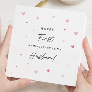 Tarjeta de aniversario de 1 año para mi esposo, tarjeta de aniversario de 1 año para mi esposo, tarjeta de aniversario de un año para mi esposo, primer aniversario como mi esposo