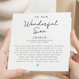 Graduation Card for Son, Personalised Graduation Card, Graduation Card for Him, Son Graduation Poem Card, Graduation Gift for Son