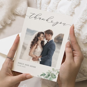 Cartes de remerciement avec photos de mariage avec photos, Cartes de remerciement personnalisées Mariage, Cartes de remerciement modifiables, Cartes de remerciement postales
