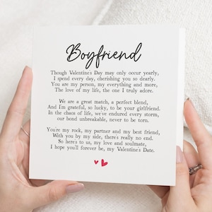 Carte poème de Saint-Valentin petit ami, carte de Saint-Valentin pour petit ami, cadeau de Saint-Valentin pour lui, carte de la Saint-Valentin petit ami, carte de Saint-Valentin petit ami