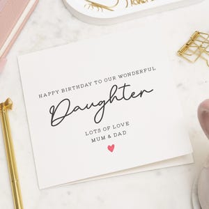 Carte d'anniversaire spéciale fille, carte d'anniversaire fille personnalisée, cadeau d'anniversaire pour fille, cadeau d'anniversaire fille, de la part de maman et papa