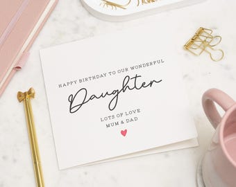 Special Daughter Birthday Card, Personalised Daughter Birthday Card, Birthday Gift For Daughter, Daughter Birthday Gift, From Mum and Dad