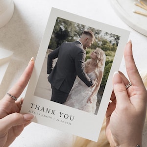 Einfache personalisierte Hochzeit Dankeskarten, Foto Dankeskarten Hochzeit, Postkarte Dankeskarten für Hochzeit, Gefaltete Dankeskarten