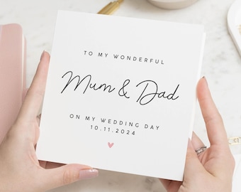 Mum And Dad On My Wedding Day Card, Thank You Mum And Dad, Thank You Parents On My Wedding Day, Personalised Thank You For Dad, For Mum, Dad