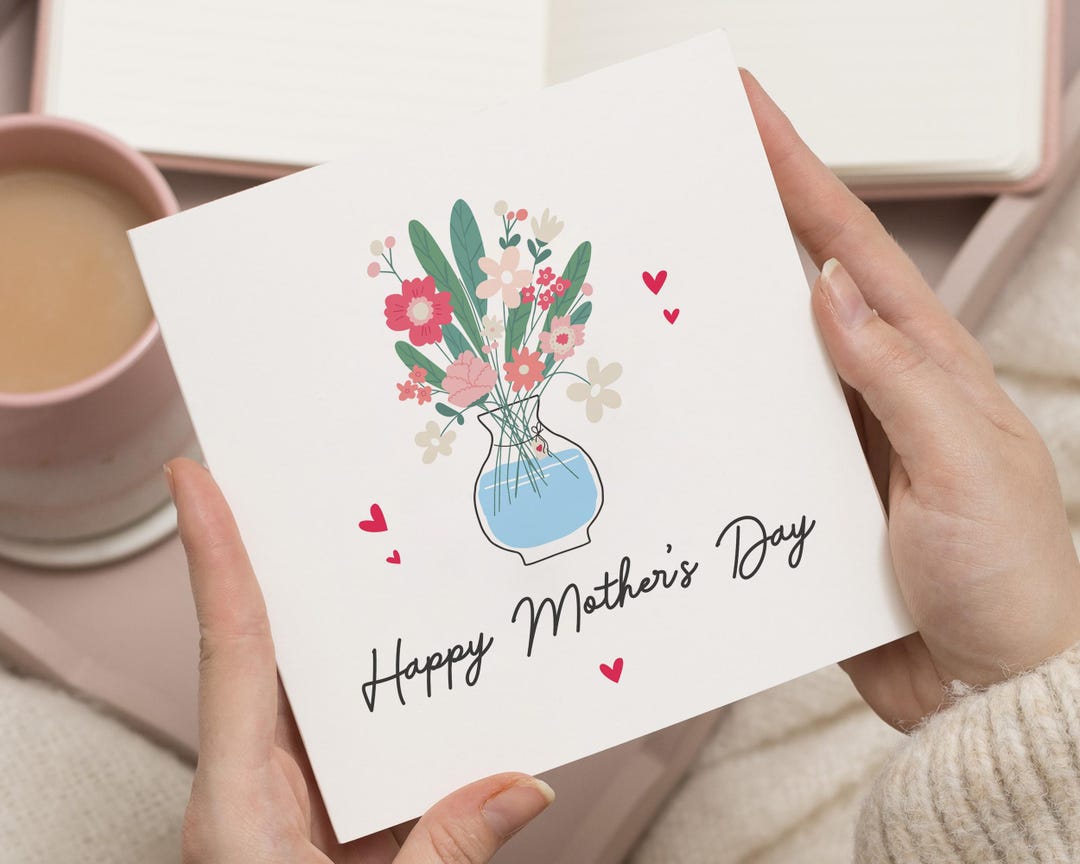 Floral Mother's Day Card, Happy Mothers Day Card, Card for Mothers Day ...