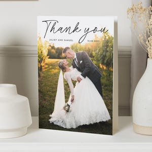 Cartes de remerciement pour mariage avec photo, Cartes de remerciement simples Mariage, Cartes de remerciement personnalisées, Cartes postales de remerciement pour mariage, Pliées
