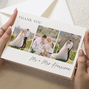 Multi-Foto-Hochzeits-Dankeskarte, einfache personalisierte Dankeskarten-Hochzeit, Hochzeit-Dankeschön-Notizkarte, Hochzeit-Dankeschön-Kartenvorlage