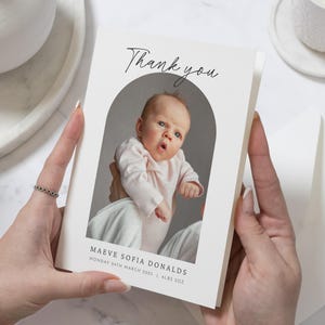Obrigado por recém-nascido, cartões de agradecimento por bebê personalizados, cartões de agradecimento por batismo de bebê, agradecimento por menino com fotos, nova menina