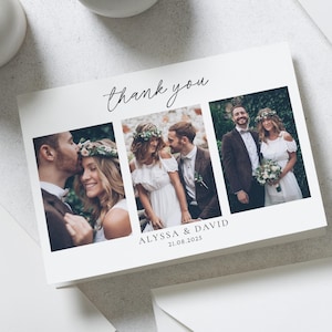Multi Photo Wedding Thankyous, semplici biglietti di ringraziamento personalizzati per matrimonio, biglietto di ringraziamento per matrimonio, modello di biglietto di ringraziamento per matrimonio