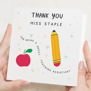 Carte de remerciement pour professeur, Carte de remerciement pour aide-enseignant, Carte de professeur personnalisée, Carte de remerciement pour aide-enseignant, Carte Apple