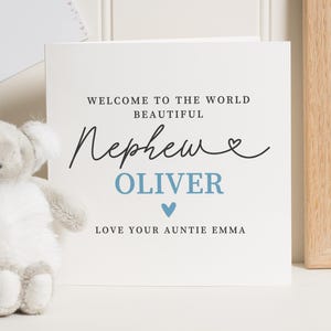 Biglietto di auguri per la nascita di un nipote, biglietto personalizzato per nipote, biglietto di benvenuto al mondo, biglietto di auguri per un neonato, biglietto della zia