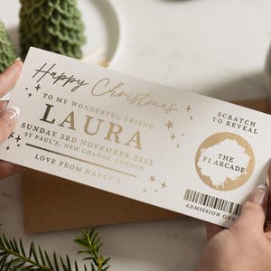 Billet de concert à gratter, cadeau à gratter pour Noël, billet surprise à gratter, bon de Noël, cadeau surprise, billet de concert