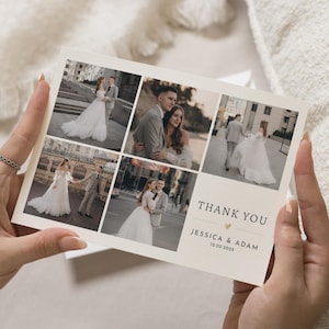 Multi Foto Hochzeit Thankyous, einfache personalisierte Dankeskarten Hochzeit, Hochzeit Dankeskarten mit Foto, gefaltete Dankeskarten