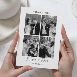 Benutzerdefinierte Foto Hochzeit Dankeskarten, Schwarz & Weiß Dankeskarten Hochzeit, Benutzerdefinierte Dankeskarten, Einfache Foto Dankeskarten