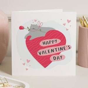 Regali per il fidanzato, biglietto di San Valentino con gatto per lei, regalo di San Valentino per lui, biglietto di San Valentino, biglietto di auguri di San Valentino per la moglie, per il partner