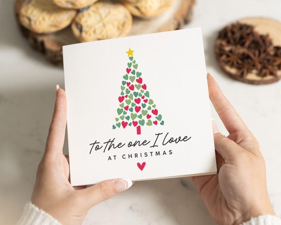 Weihnachtskarte 'To The One I Love' – Romantische Karte Für Sie/Ihn, 186x186 Mm, Mit 3D-Schneekugel