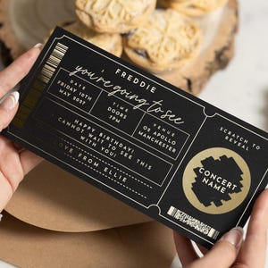 Scratch To Reveal Ticket, Concert Ticket Scratch Card, Concert Gift Ticket, Foil Ticket, Scratch Off Card, Scratch Surprise Card, Voucher image 1