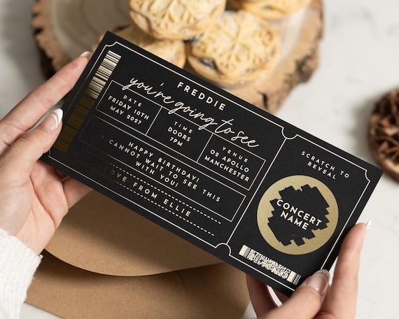 Scratch To Reveal Ticket, Concert Ticket Scratch Card, Concert Gift Ticket, Foil Ticket, Scratch Off Card, Scratch Surprise Card, Voucher
