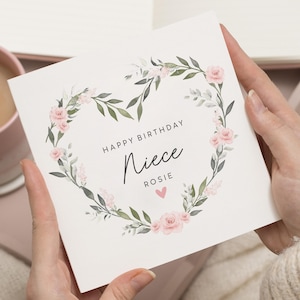 Verjaardagskaart nichtje, gepersonaliseerde nichtje verjaardagskaart, verjaardagskaart voor nichtje, bloemen verjaardag nichtje, speciaal nichtje verjaardagscadeau voor haar
