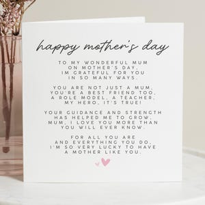 Tarjeta con poema para el día de la madre, tarjeta para el día de la madre, regalo para el día de la madre, tarjetas para el día de la madre para mamá, feliz día de la madre, para mamá, poema para mamá