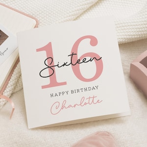 Tochter 16. Geburtstagskarte, personalisierte 16. Geburtstagskarte Mädchen, süßes 16. Geburtstagsgeschenk für Enkelin, sechzehnter Geburtstag, Andenken
