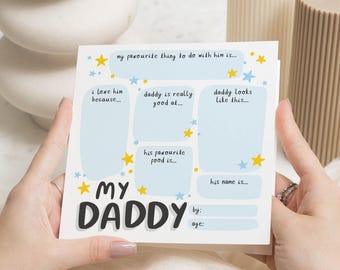 Birthday Card for Daddy, Personalised Daddy Card, Fathers Day Card, Card from Child, Cute Card for Dad, My Daddy Card, Kids Card for Dad