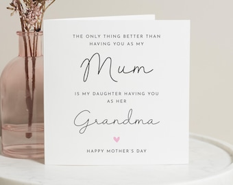 Mother's Day Card, Mum and Grandma, Happy Mothers Day Card, For The Best Mum And Nanny, Mum Mothers Day Cards For Her, For Grandma