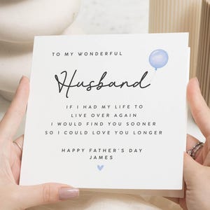 Fathers Day Card for Husband, Husband Fathers Day Card, Personalised Fathers Day Card, Cute Fathers Day Card for Him