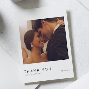Cartes de remerciement avec photo de mariage, Cartes de remerciement personnalisées Mariage, Cartes de remerciement pliées, Cartes postales de remerciement pour mariage, Simple