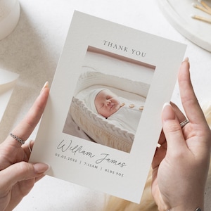 Cartes imprimées avec photo de bébé, Cartes de remerciement personnalisées pour petite fille, Carte avec photo de bébé, Cartes de remerciement pour petit garçon, Faire-part de naissance