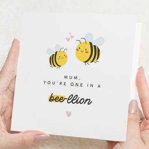 Moederdagkaart Bee, Happy Mothers Day-kaart, Bee-kaart voor Moederdag, moeder Moederdagkaart voor haar, One In A Bee-llion Moederdagkaart