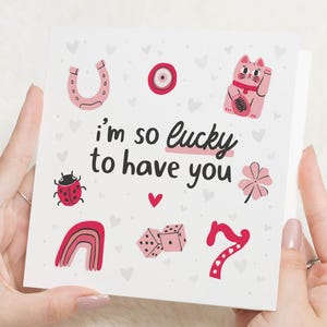 Happy Valentines Day Card, So Lucky To Have You, valentijnscadeau voor hem, eenvoudige valentijnskaart, Valentijnsdagcadeau voor haar, vriend