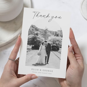 Schwarzweiss-Hochzeits-Dankeskarten, personalisierte Dankeskarten Hochzeit, Postkarten-Dankeskarten mit Foto, gefaltete Danksagungskarten