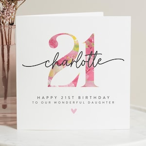 Cartão de aniversário de 21 anos personalizado para filha, cartão de aniversário de filha para ela, presente de aniversário para filha, presente de aniversário de filha, vigésimo primeiro