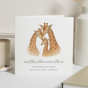 Carte de naissance, Carte de félicitations, Nouvel arrivage, Carte de girafe, Carte de vœux pour parents, Carte d'animal, Carte de bébé mignon, Carte de famille