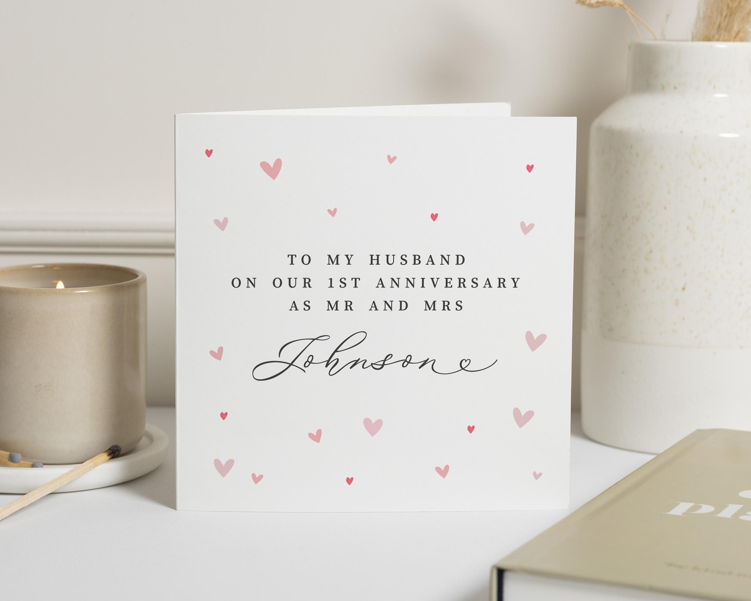1 Year Anniversary Card Husband, 1st Anniversary as Mr & Mrs