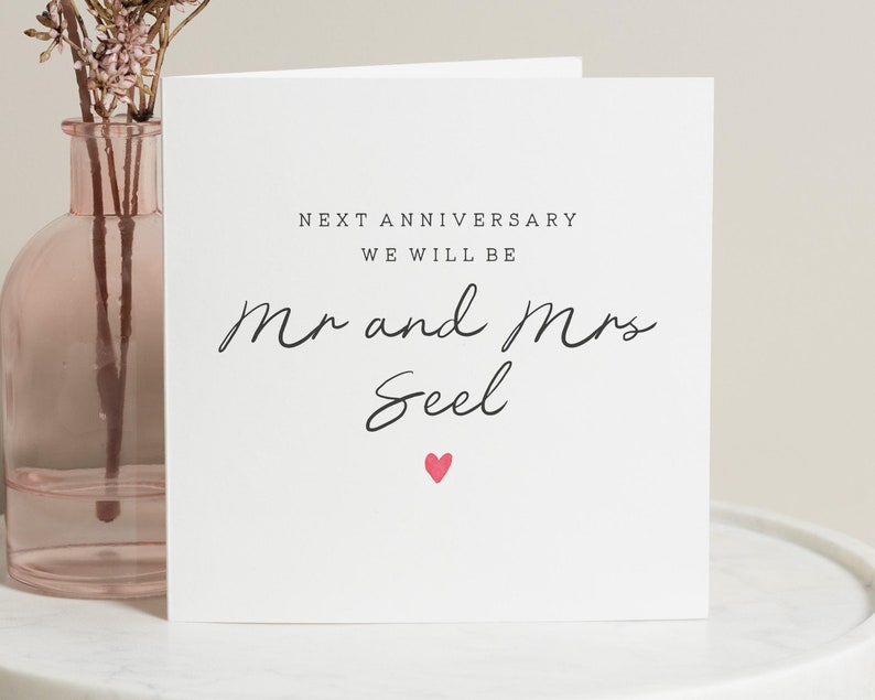 Carte d'anniversaire de fiancé personnalisée, prochain anniversaire, nous serons M. et Mme, dernier anniversaire avant le mariage, carte d'anniversaire de fiancé personnalisée image 1